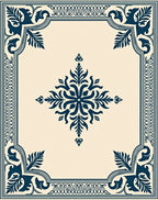 Deep Blue Classic Floral Corner Rug