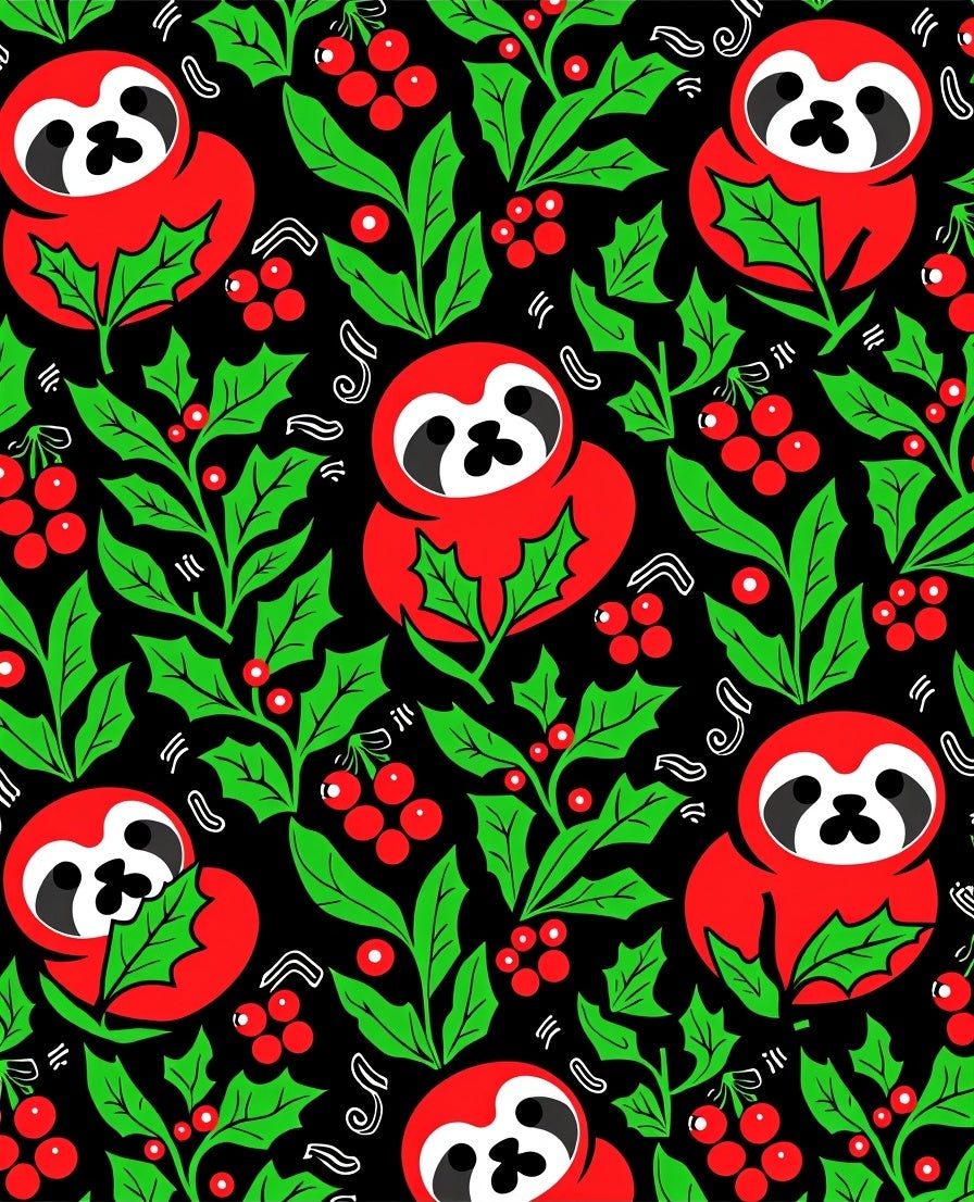 Jolly red sloth holly berries Rug