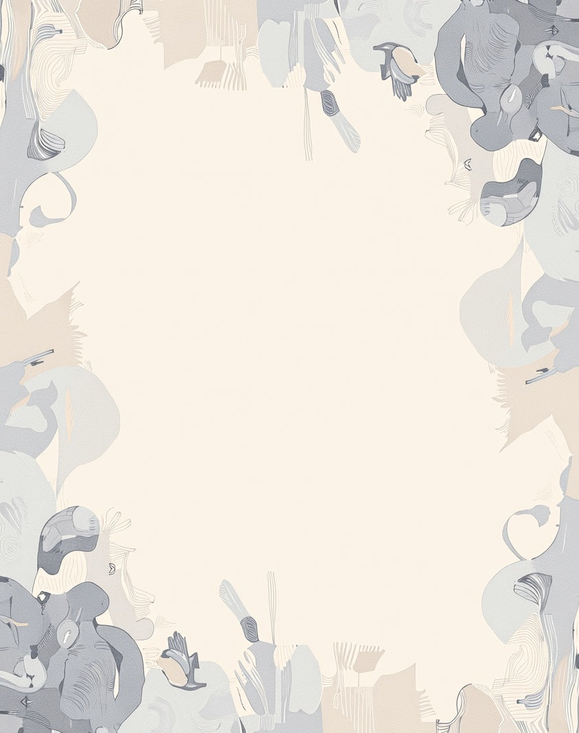 Serene Gray and Beige Abstract Shapes Rug