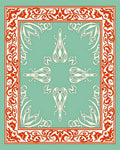 Mint Coral Elegant Art Nouveau Frame Rug