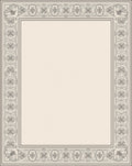 Elegant Ivory Floral Scroll Border Rug
