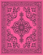 Fuchsia Scrollwork Floral Medallion Rug