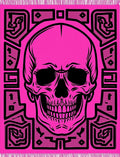 Vibrant Pink Skull Abstract Border Rug
