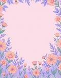 Pastel Peach Floral Border Meadow Rug