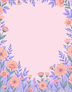 Pastel Peach Floral Border Meadow Rug