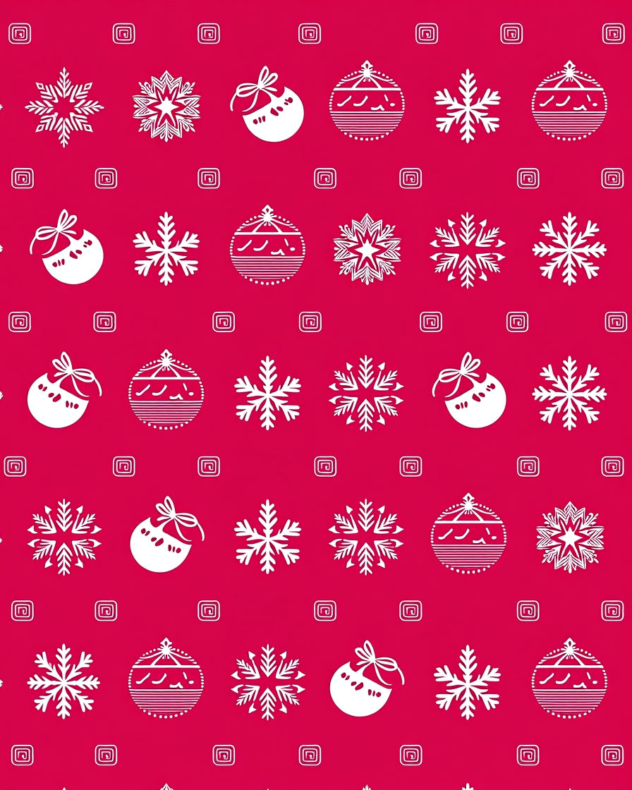 Crimson Snowflakes Baubles Holiday Accents Rug