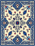 Cream Blue Red Floral Medallion Harmony Rug