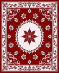Rich Red Floral Garden Medallion Rug
