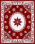 Rich Red Floral Garden Medallion Rug