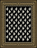 Black Cream Leafy Border Rug