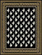 Black Cream Leafy Border Rug