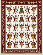 Crimson Ivory Figures Floral Border Rug