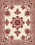 Ornate Crimson Garden Rococo Ornament Rug