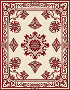 Ornate Crimson Garden Rococo Ornament Rug