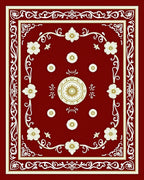 Crimson Gold Floral Medallion Frame Rug