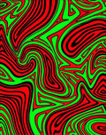 Vibrant Red Green Swirl Lines Rug