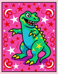 Playful Green Dinosaur Pink Star Rug
