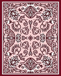 Rose Crimson Floral Scroll Medallion Rug
