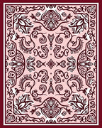 Rose Crimson Floral Scroll Medallion Rug