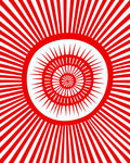 Radiant Red Sunburst Concentric Rug