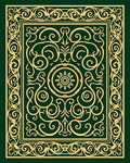 Ornate Green Gold Laurel Scrollwork Rug