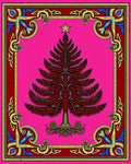 Vibrant Pink Red Tree Border Rug