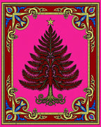 Vibrant Pink Red Tree Border Rug