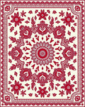 Bold Crimson Floral Mandala Rug