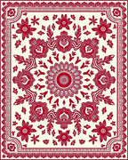 Bold Crimson Floral Mandala Rug