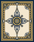 Navy Gold Sunburst Mandala Frame Rug