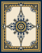 Navy Gold Sunburst Mandala Frame Rug