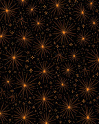Orange Fireworks Burst Starry Night Rug