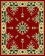 Rich Crimson Floral Border Medallion Rug