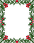 Green Spruce Red Berries Border Rug