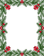 Green Spruce Red Berries Border Rug