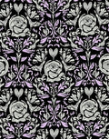 Delicate Black Floral Rose Garden Rug