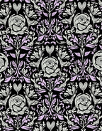 Delicate Black Floral Rose Garden Rug