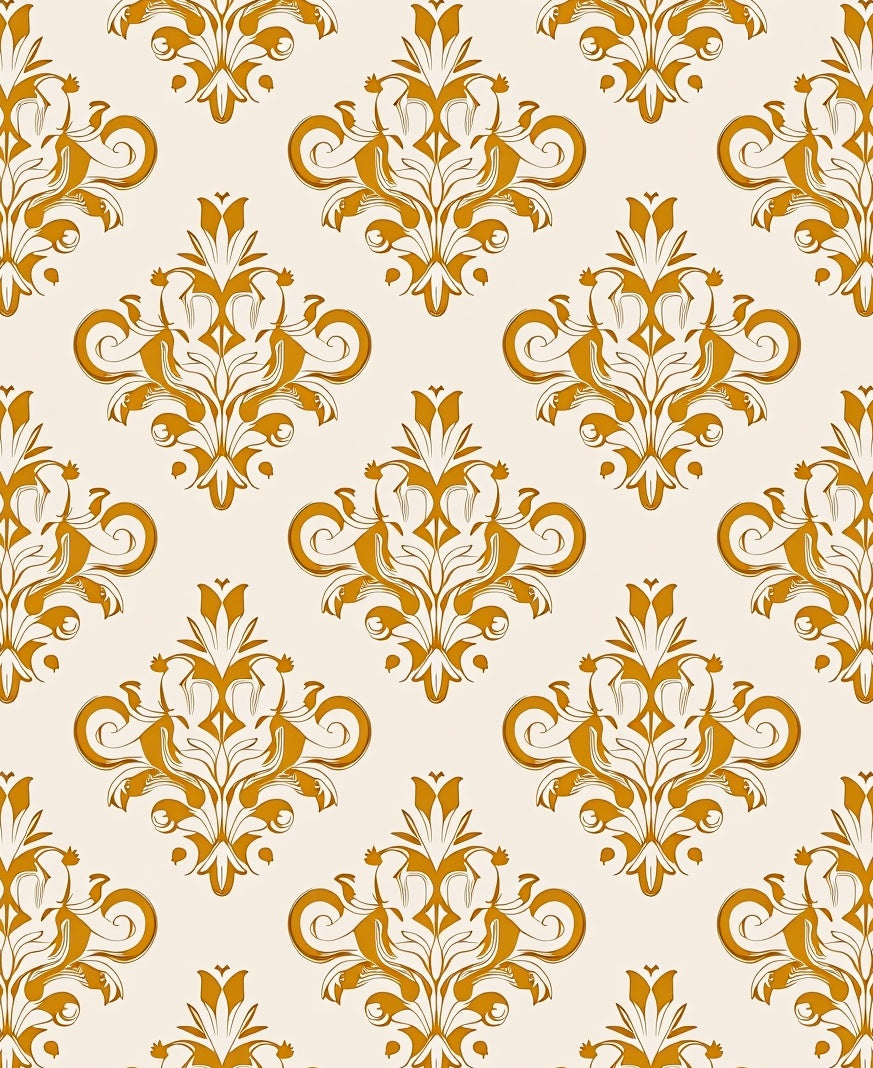 Golden Floral Damask Accent Rug