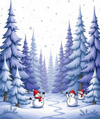 Winter Forest Snowman Snowfall Scene Rug