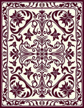 Crimson Floral Lattice Bordered Rug