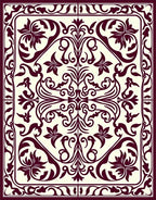 Crimson Floral Lattice Bordered Rug
