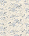Cream Blue Abstract Cloud Swirl Rug