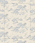 Cream Blue Abstract Cloud Swirl Rug