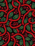 Festive Red Ribbon Pine Branch Harmony Rug