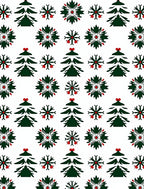 Green Christmas Trees Red Berries Snowflakes Rug