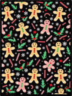 Festive Gingerbread Man Holly Candy Cane Rug