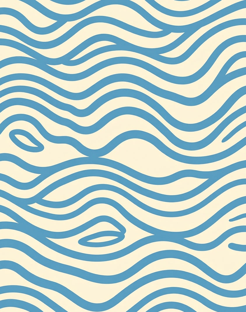 Coastal Blue Wave Abstract Rug