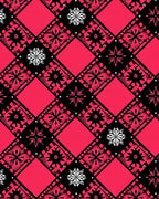 Bold Crimson Black Starburst Plaid Rug