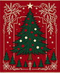 Festive Red Christmas Tree Snowflakes Rug
