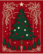 Festive Red Christmas Tree Snowflakes Rug